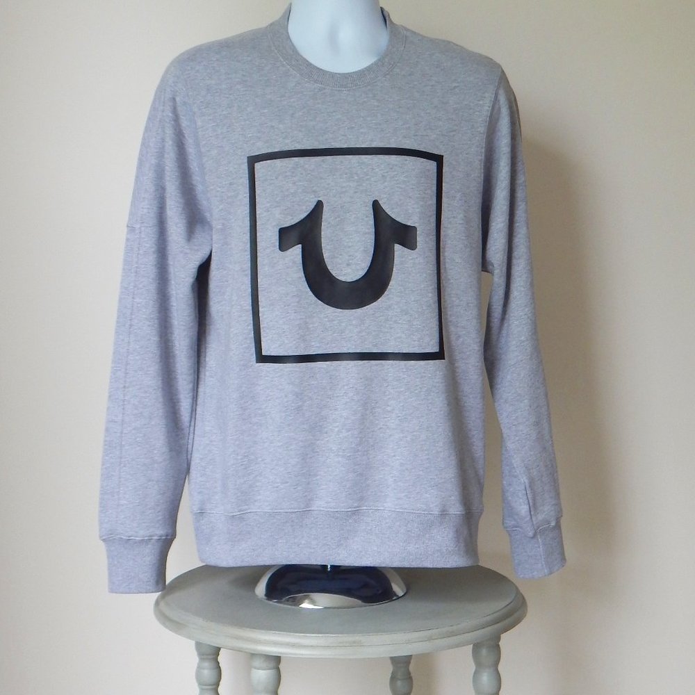 TRUE RELIGION HORSESHOE PULLOVER FLEECE SWEATSHIRT